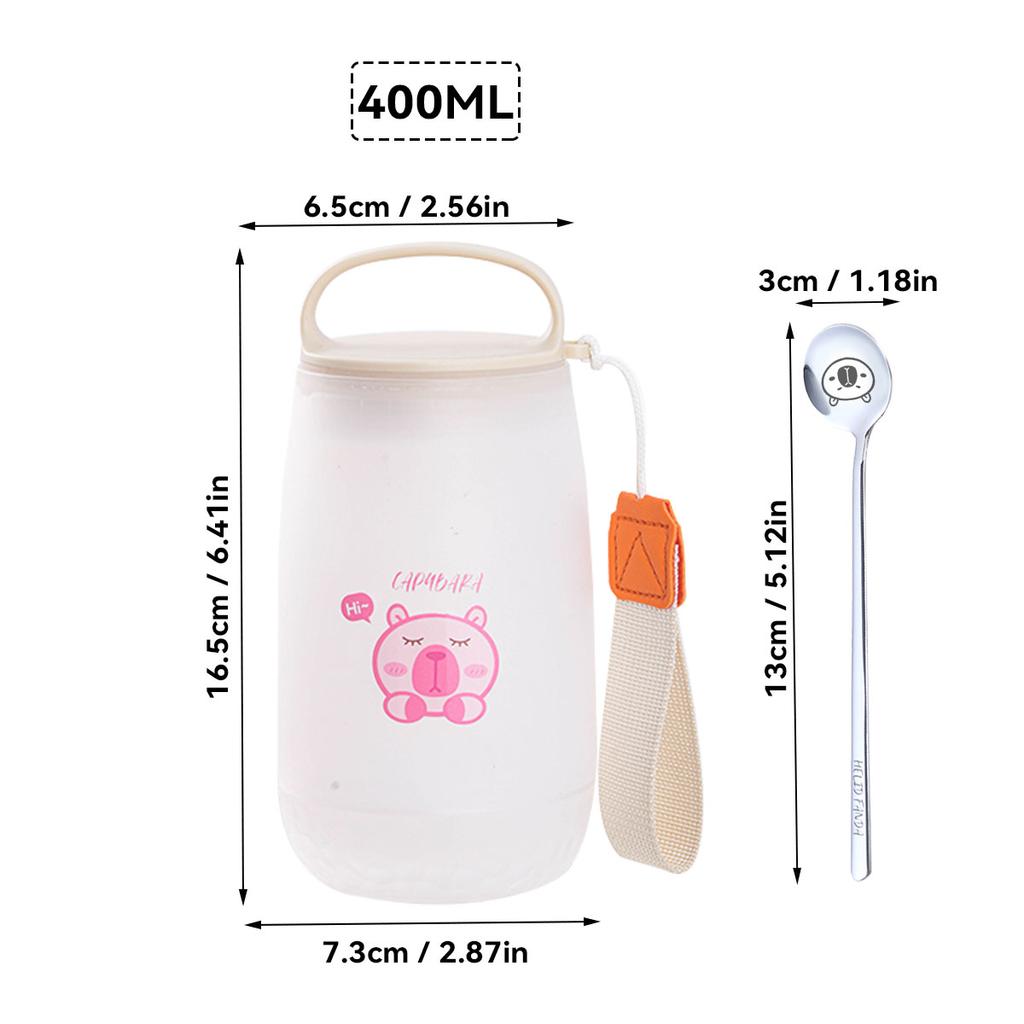 Cute Oat Breakfast Cups With Spoon Portable Plastic Food Container Reusable Leak Proof Salad Yogurt Cup Microwave Safe