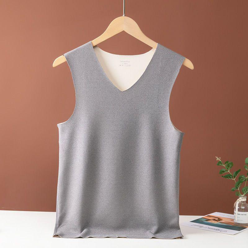 Мужской бесшовный двухсторонний бархатный теплый жилет с начесом снизу.