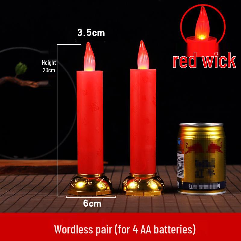 Red LED Battery-Operated Candle for Buddha Offering and God of Wealth Ornament