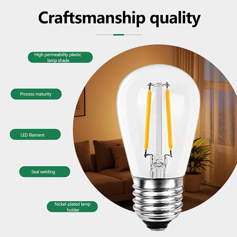 S14 Пластиковые светодиодные лампы E27/E26 3 В 120 В Теплый белый 2 Вт 1 Вт Небьющиеся лампы для гирлянды Рождественские украшения
