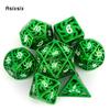 7 шт., зеленые, белые вращающиеся ветряные мельницы, металлические кубики, полые металлические многогранные кубики, подходящие для ролевой игры, настольной игры, карточной игры