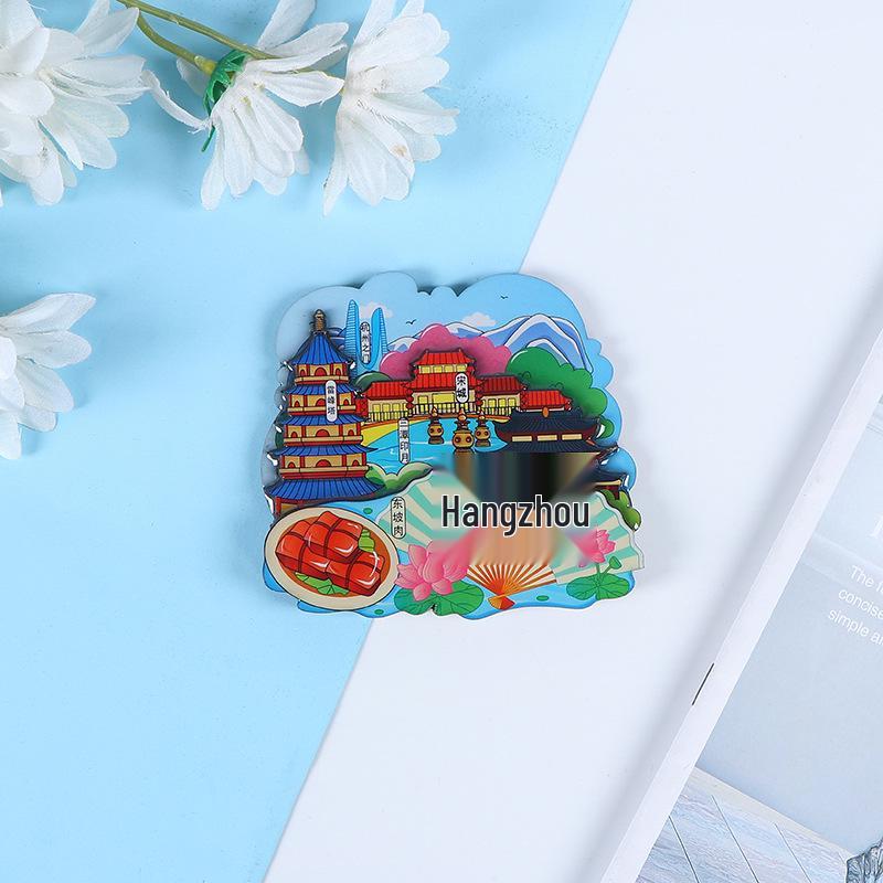 Национальный город Живописный Мультяшный Деревянный Эпоксидный Магнит на Холодильник