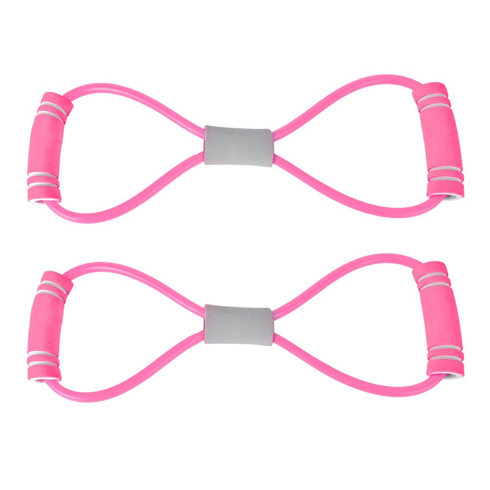 2Pcs 8Shaped Pull Rope Chest Expander Elasticity Belt Stretching Strap Yoga Fitness Equipmentpink