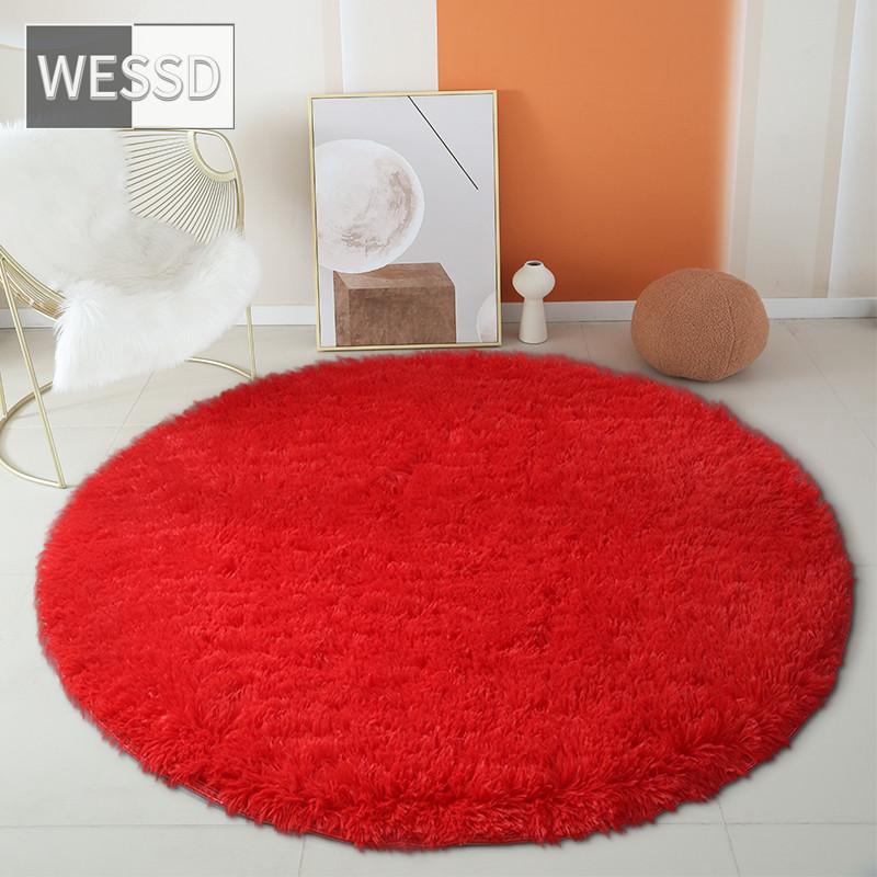 Зеленый круглый пушистый ковер для детской комнаты, однотонный плюшевый ковер для спальни, мягкий коврик с длинными волосами, круглый коврик для ванной, милое украшение, коврик для стула