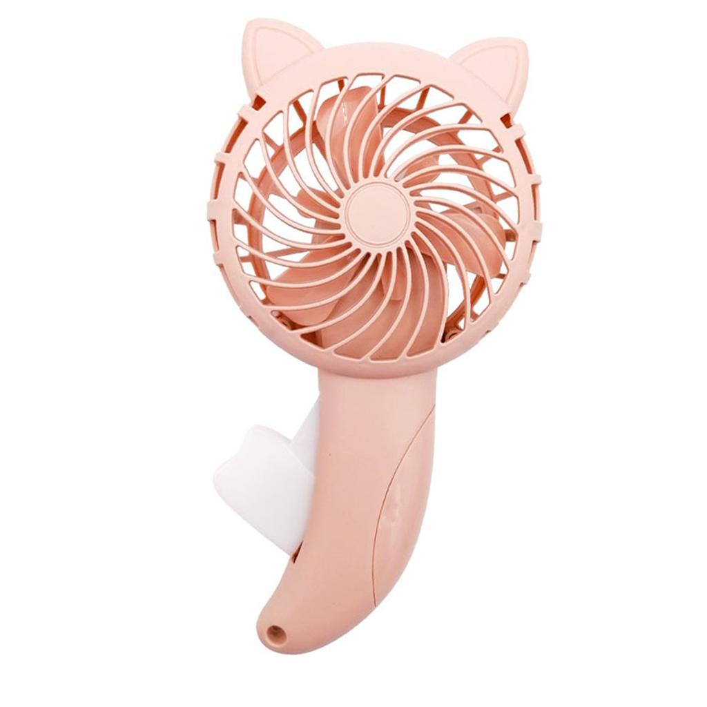 Hand Press Fan Cartoon Cat Ear Handheld Fan No Battery Manual Small Cooling Fan for Travel Outdoor
