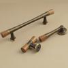 Vintage Look Nordic Cabinet Door Handle in Walnut and Brass for Clothing Storage