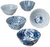 Nishikai Pottery Indigo with Various Gift Made In Cm Set of Product 31303 Multi-Purpose Bowls, Blue, Designs, Boxed, Japan, 15.5 Diameter, 5, Number