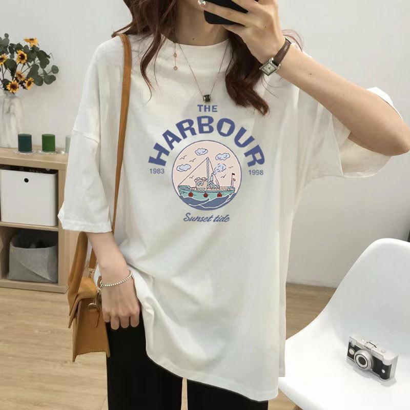 Свободная женская футболка для беременных и кормящих матерей - короткий рукав, средняя длина, большие размеры, летний топ для кормления грудью