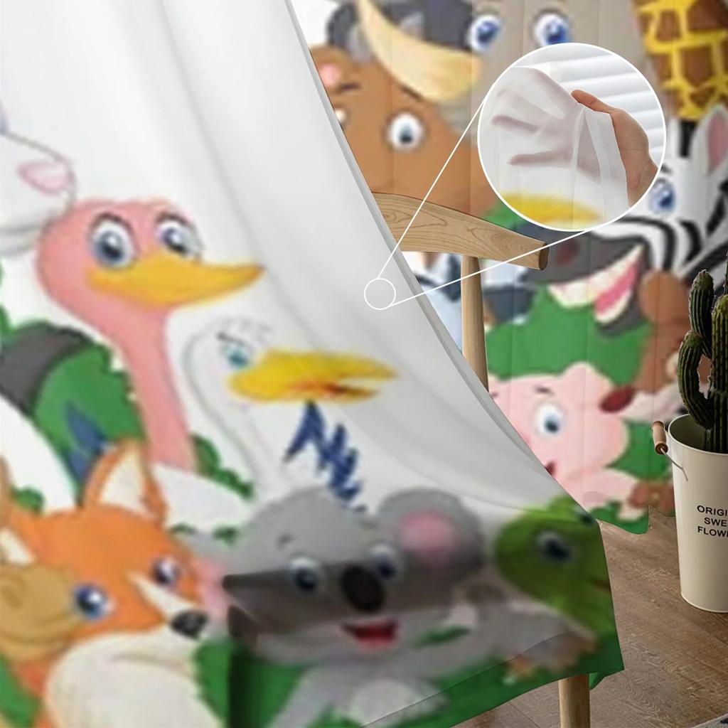 Wild Animal Cartoon Sheer Curtains Bedroom Voile Curtain Living Room Window Sheer Curtains Kitchen Tulle Drapes