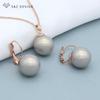 Fashion Elegant Classic Round Simulated Pearl Dangle Earrings Jewelry Sets For Women Girl Wedding Trendy Rose Gold Pendant Necklace