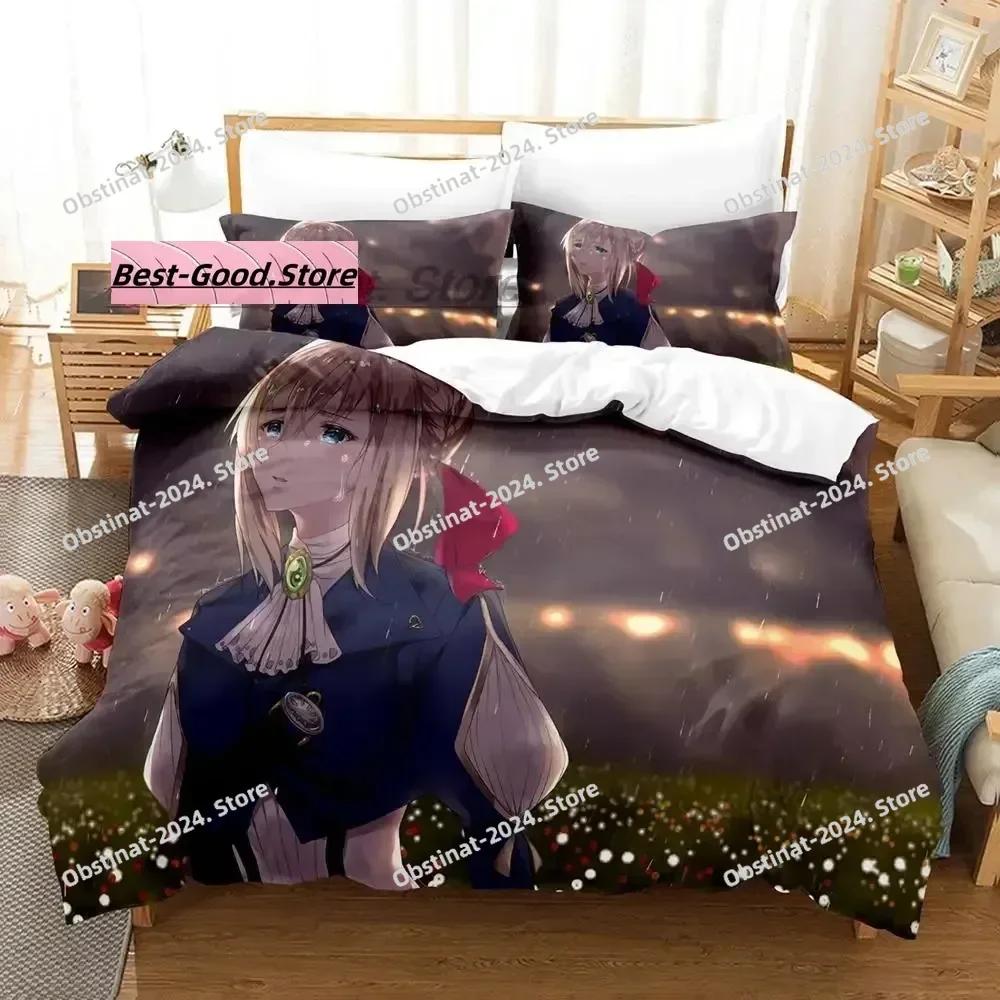 Постельное белье Violet Evergarden Односпальное Twin Печатный Комплект Постельного Белья С Наволочкой Пододеяльником Мягкий Односпальный Двуспальный Queen Super King