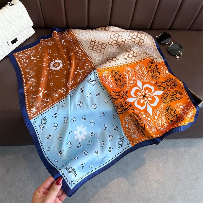 Luxury Cashew Print Female Neck Scarf Soft Satin Women Square Hair Scarves Foulard Head Band Shawls Wraps Neckerchief Bandana