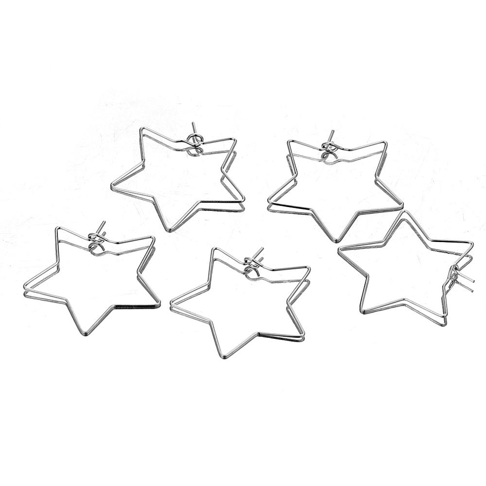 20pcs Stainless Steel Heart Hoops Earrings Circle Wire Star Loop Earrings DIY Jewelry Making Dangle Earring Accessories