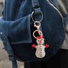 Keychain Pendant Sparkling Rhinestones Snowman Design Metal Keyring Decorative Key Holder Friends Bag Decoration