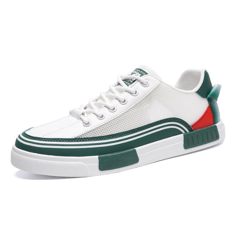 Lace-up college style sports men's shoes large size round head student color matching board shoes spring and autumn breathable mesh casual shoes