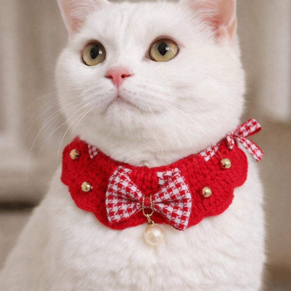 Handmade Cat Knitted Scarf Cartoon Puppy Collar Festive Gifts Chinese Style Pet Scarf Winter