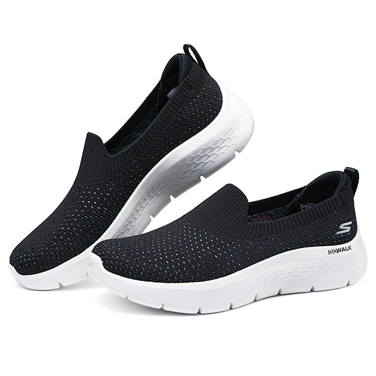 Skechers Go Walk Flex Сетчатая ткань Ежедневный комфорт Прочные Легкие Низкие Повседневная обувь для образа жизни Женские кроссовки Черный Белый 124826-BKMT