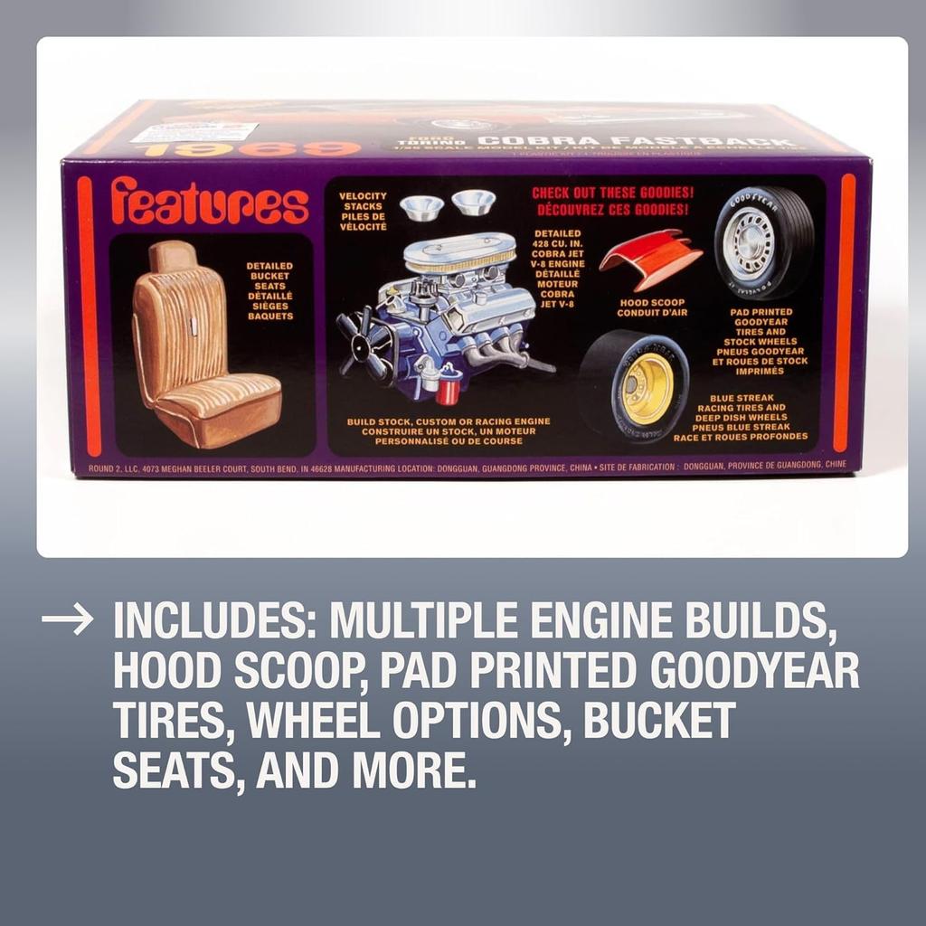 Platz AMT 1969 Ford Torino Cobra Fastback Plastic Model AMT1217 1/25 (Car)