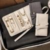 Jewelry Organizer Roll Premium Leather Multi Compartment Storage For Earrings Necklaces Rings Travel  Foldable Case