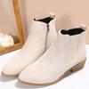 Женские сапоги 2024 года, осенние замшевые ботильоны с острым носком на толстом каблуке, женские, большого размера 43, ботильоны на каблуке с застежкой-молнией, Botas De Mujer