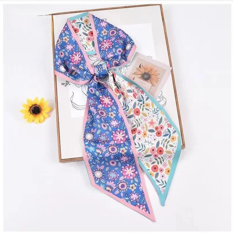 Luxury Design Zebra In Flowers Women Scarf Luxury Silk Scarf Fashion Hair Headband Foulard Skinny Bag Scarves Neckerchief Lady
