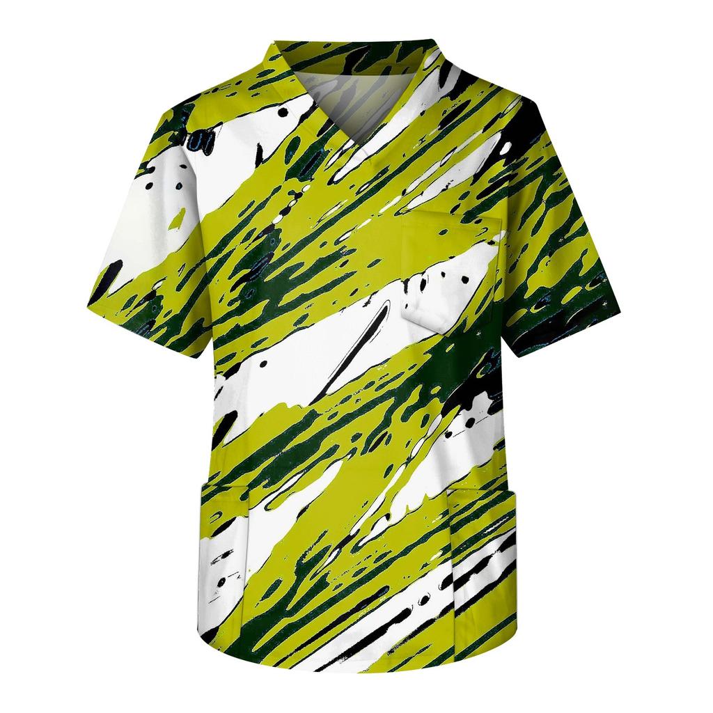 Мужской топ с коротким рукавом и V-образным вырезом с принтом нагрудного кармана