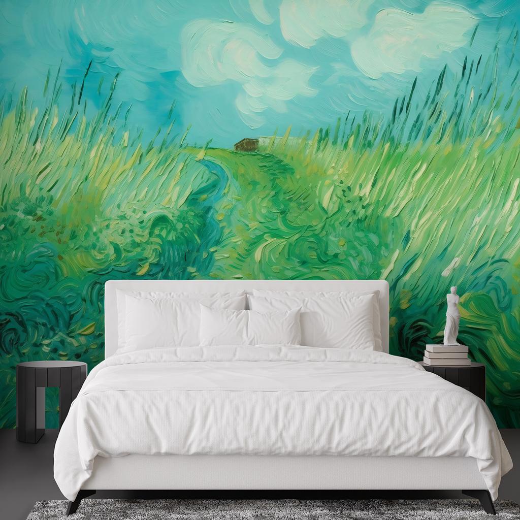 Wallpaper Field with green wheat - V. van Gogh