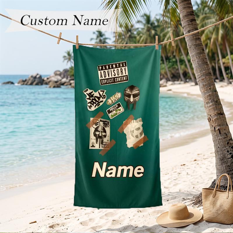 MF DOOM Custom Name Printed Beach Towel Personalized Soft Towel For Swimming Beach Travel