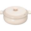 Wahei Freiz Tabletop Pot, 27cm, Serves 4-5, Ivory, Induction and Gas Compatible, Lightweight Ceramic, RB-3216