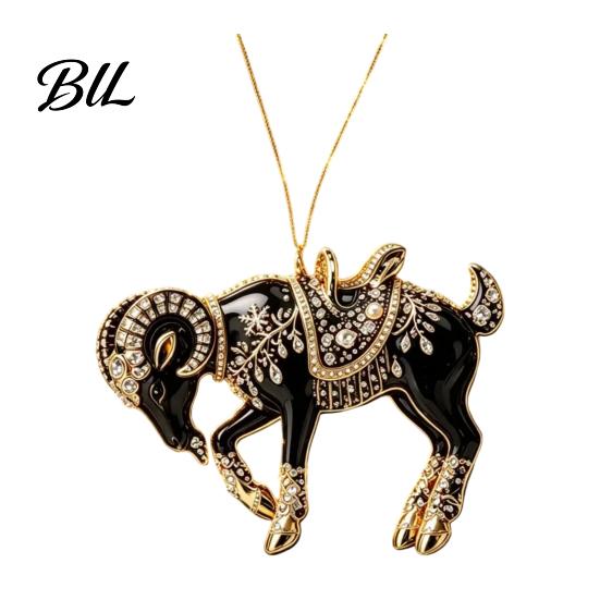 Multiuse Decorative Ornaments for Weddings Black Goat Christmas Tree Hanging Ornament, 2D Acrylic Festive Celebration Pendant, Car Accessory