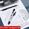 8 шт./набор Пластиковая линейка Набор циркулей Механический карандаш Ластик Измерительная линейка Набор прямых линеек Квадрат Транспортир Школа Офис