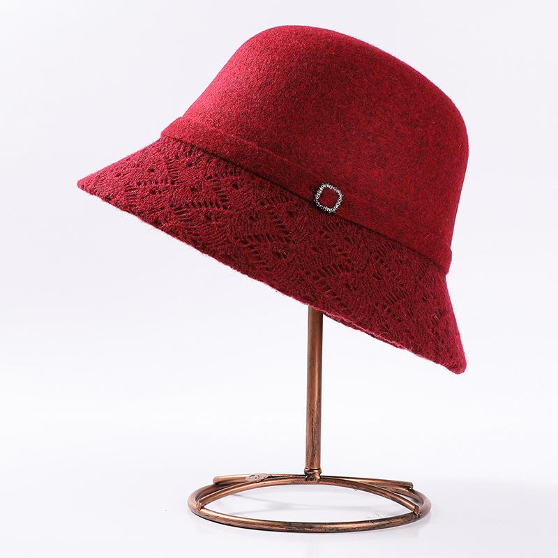 New Wool Basin Hat Women's Autumn and Winter Fashion Mother Bucket Hat Temperament Fleece Warm Top Hat