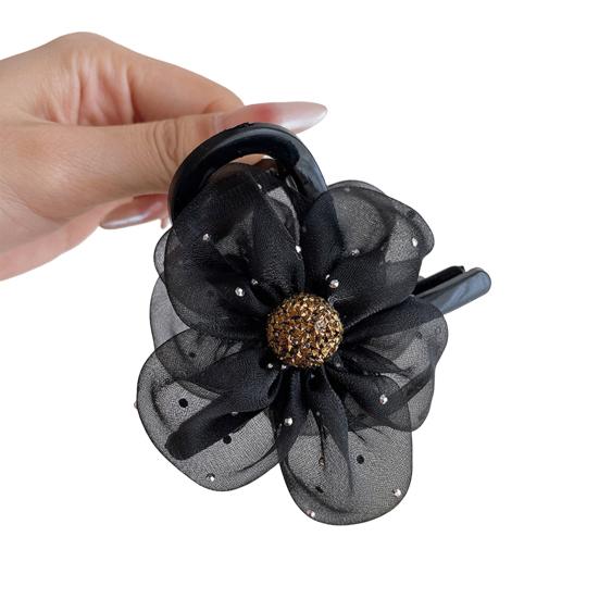 Женская заколка для волос, безопасная для кожи головы, марлевая заколка для волос с цветочным узором, долговечная, полузакрытая, конский хвост, зажим-акула, зажим для женщин, шиньон