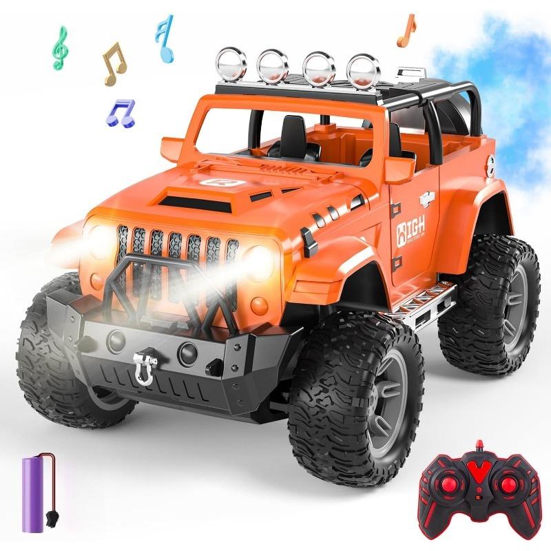 1:16 scale remote control car with water spray, lights, and sound effects; 2.4GHz children's remote control jeep.