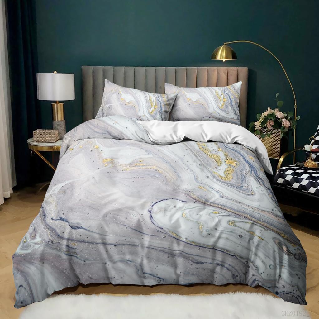 Home Textile Marble Texture Three-Piece Gradual Change Quilt Cover Digital Printing Bedding