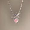 Y2K Trend Pink Planet Heart Zircon Necklaces Women Charm Aesthetic Clavicle Chain Pendent Necklace Party Jewelry Gifts