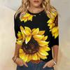 Women's Fashion Casual Printed 3/4 Raglan Sleeve Round Neck Top