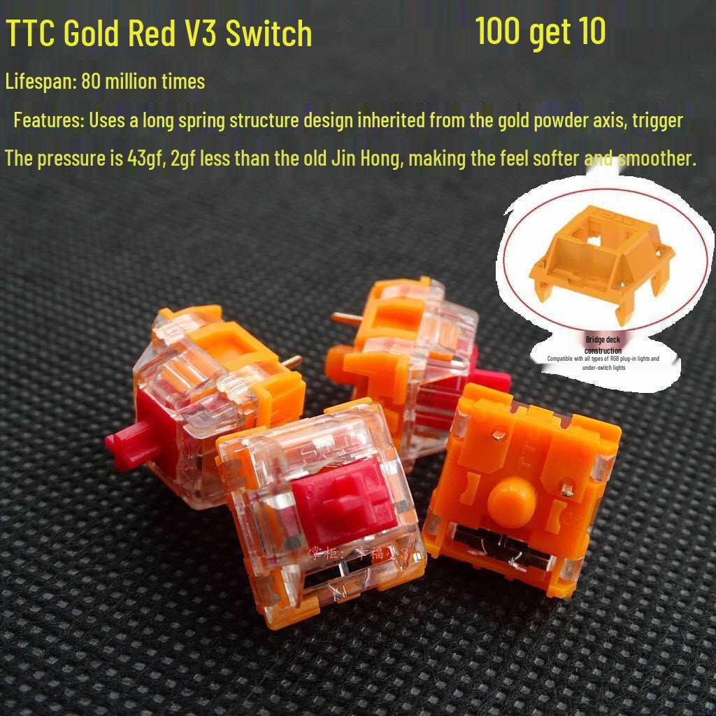 T Золотой Порошок V2 Лунный Белый Механическая Клавиатура Кастомные RGB Переключатели (Золотой Чай, Красный, Орхидея, Серебряный)