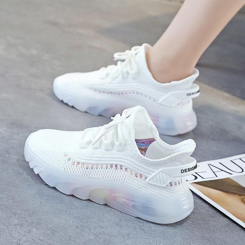 Women's Shoes Jelly Sole Fashion Casual Shoes Fly-woven Mesh Student Sports Shoes Trendy Running Shoes