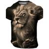 Летняя футболка с 3D-принтом животного льва и короткими рукавами, уличная съемка, негабаритные топы, модная повседневная одежда, мужская футболка со львом, спортивная одежда