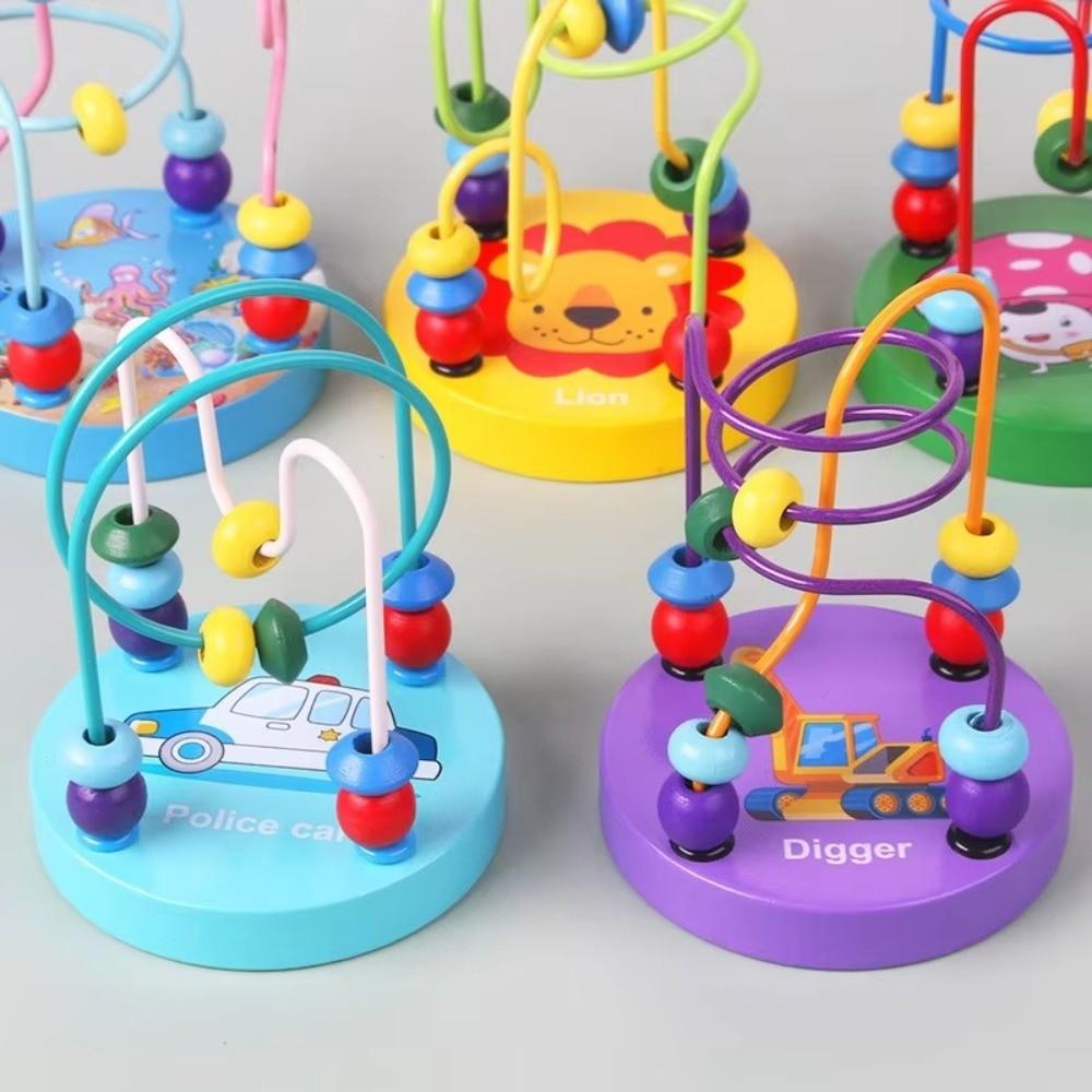 Colorful Cartoon Small Beaded Toys Wooden Bead Maze Toy New Roller Coaster Educational Circle Toy