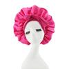 Silk Satin Sleep Cap with Ribbon Bow for Women - Elastic Wide Brim Bath Headscarf Hat for Hair Care