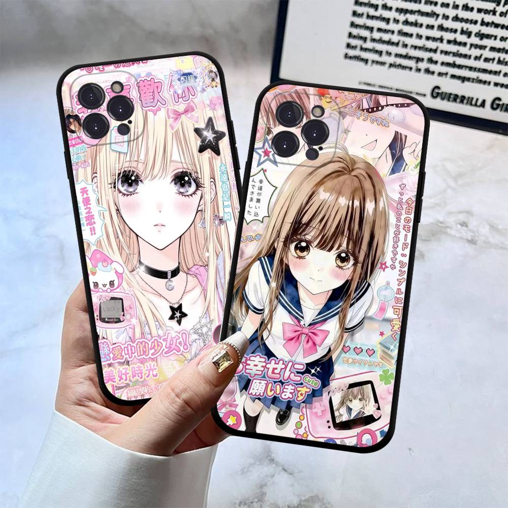 Japanese Cute Girls Y2K Pattern Phone Case TPU Phone Case For Iphone17 Air 16 15 14 13 12 11 Pro Max Plus Cover Case