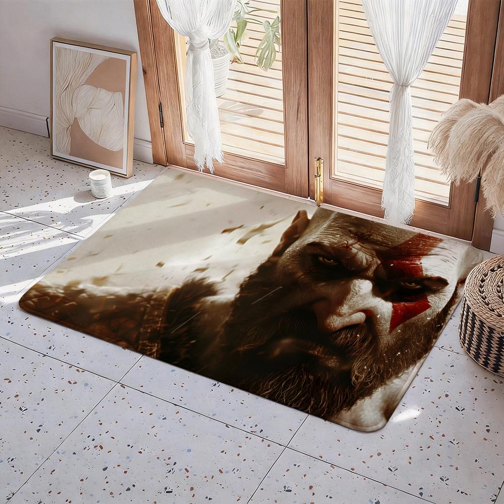 Game G God of War Floor Mat Eco  Flannel Doormat Non Slip Odorless Indoor Floor Rug Soft Short Plush Home Mat