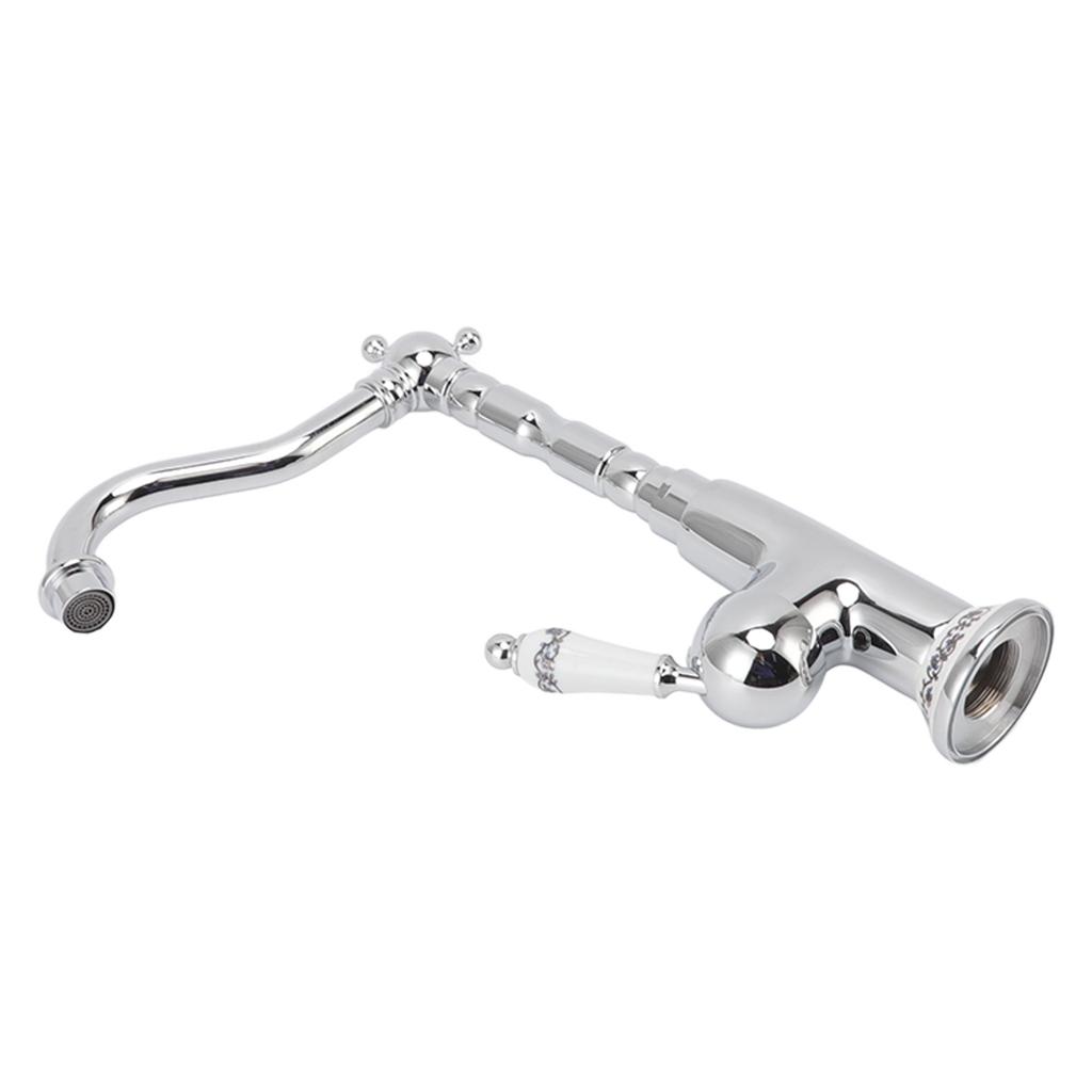 Водопроводный кран для ванной комнаты в стиле ретро, европейский стиль, латунь, гальваническое покрытие, с длинным изгибом шланга, смеситель для горячей и холодной воды