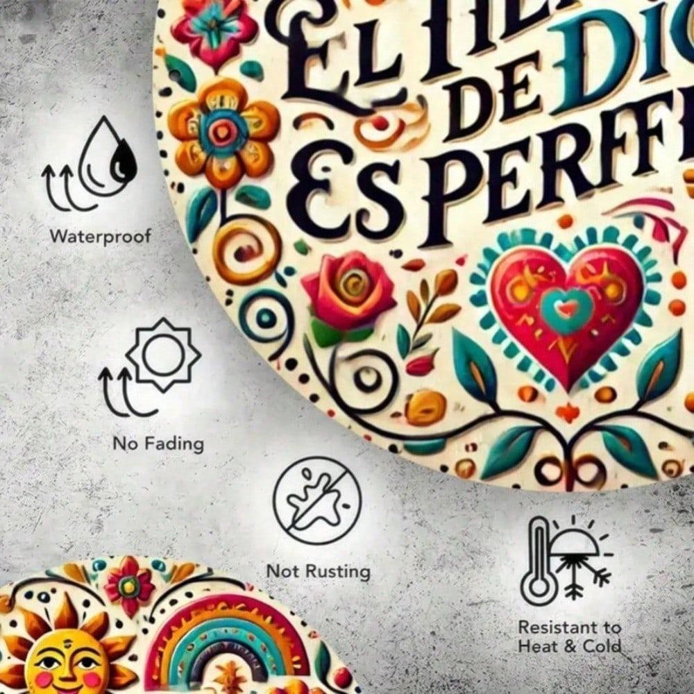 1 шт. El Tiempo De Dios Es Perfecto Металлическая настенная табличка, Погодоустойчивая железная скульптура для декора дома, сада, улицы, помещения