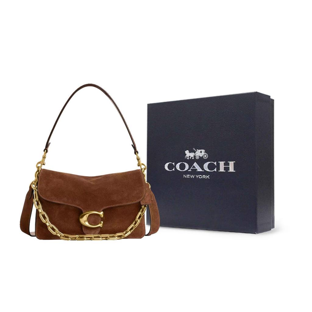 Coach Цепочка Табби 26 Декоративная Цепочка с Логотипом Замша Кожаная Сумка через Плечо Средняя Женские сумки Латунь Тепло-Коричневый CCK51-B4WBR