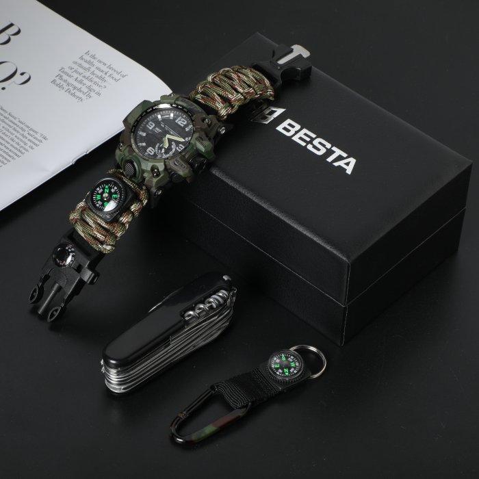 Men's Waterproof Tactical Watch Besta Box Military Set Gift Set, With Compass