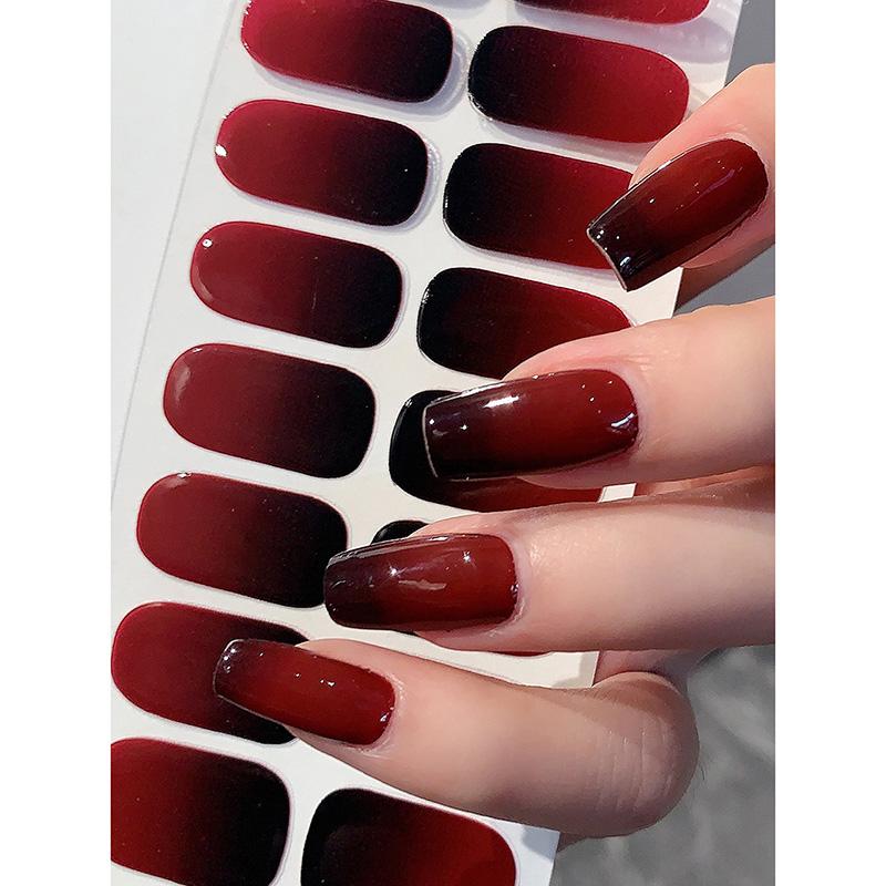 Полуотвержденные гелевые наклейки для ногтей Nude, долговечные наклейки для французского маникюра с УФ-лампой Omber, водостойкие полуотвержденные наклейки для ногтей 16 шт.