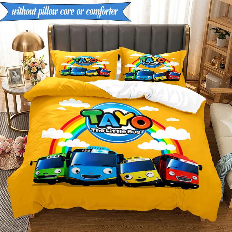 3PCS Adventure With Mateo The Little Bus Bedding Set 2D Printing (Includes 1 Duvet Cover + 2 Pillowcases Coreless), Bedroom decor,Fan gift